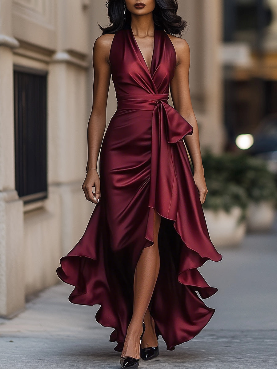 Vila de Rei – Vestido Maxi de Cetim para Noite