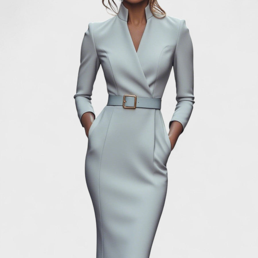 Carrazedo – Vestido Preto com Gola Mandarim