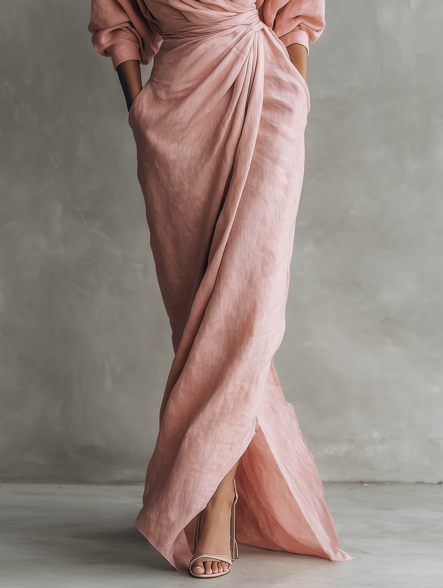 Vila Chã – Vestido Maxi de Linho com Decote em V