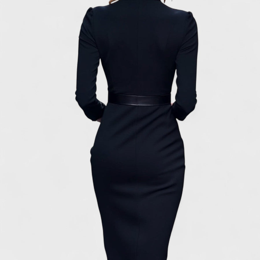 Carrazedo – Vestido Preto com Gola Mandarim