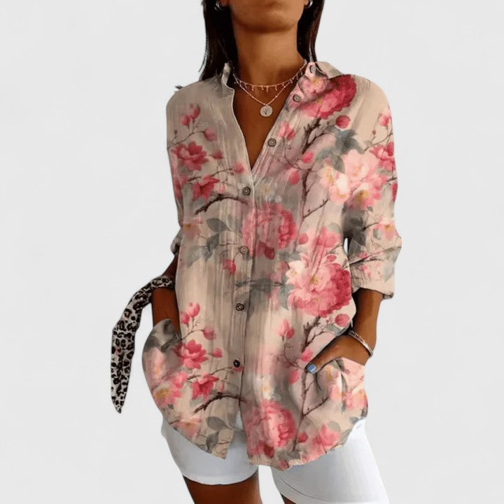 Trindade – Blusa Floral com Botões