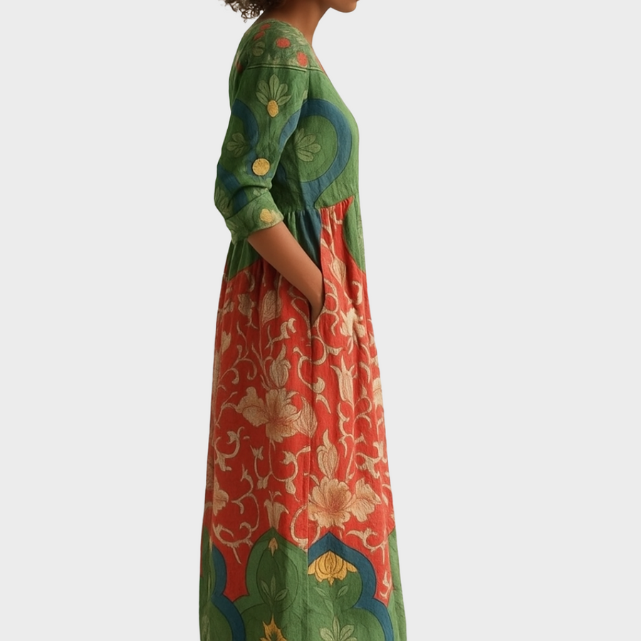 Cerveira – Vestido Maxi Étnico com Bolsos