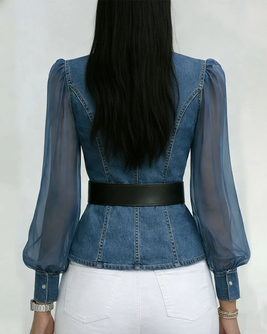 Ermelo – Top de Ganga com Mangas de Chiffon