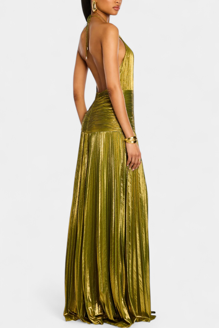 Longueira – Vestido de Decote Halter com Fenda