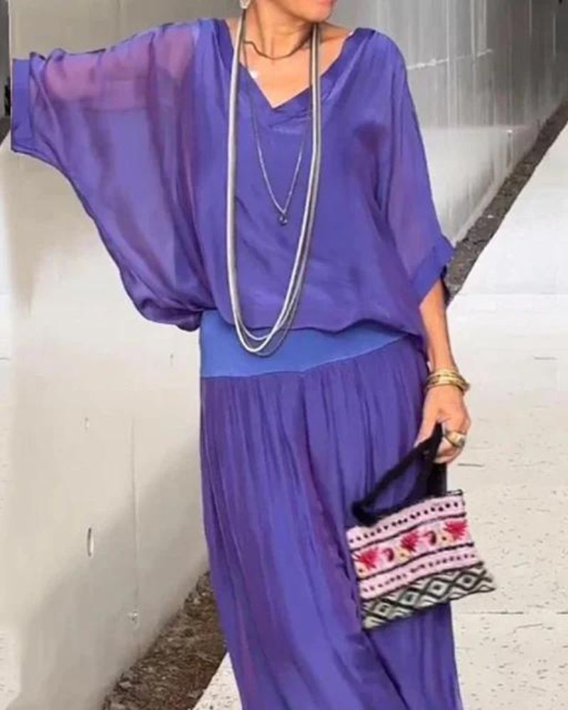 Freineda – Conjunto de Blusa e Calças Fluido