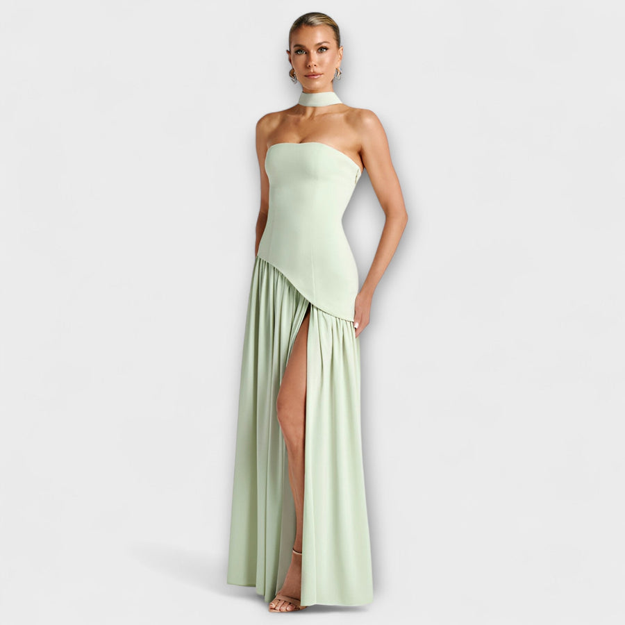 Barrancos – Vestido Maxi Bicolor com Racha