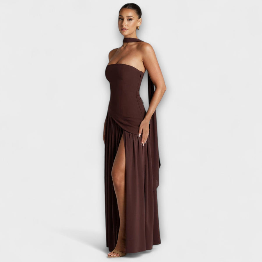 Barrancos – Vestido Maxi Bicolor com Racha