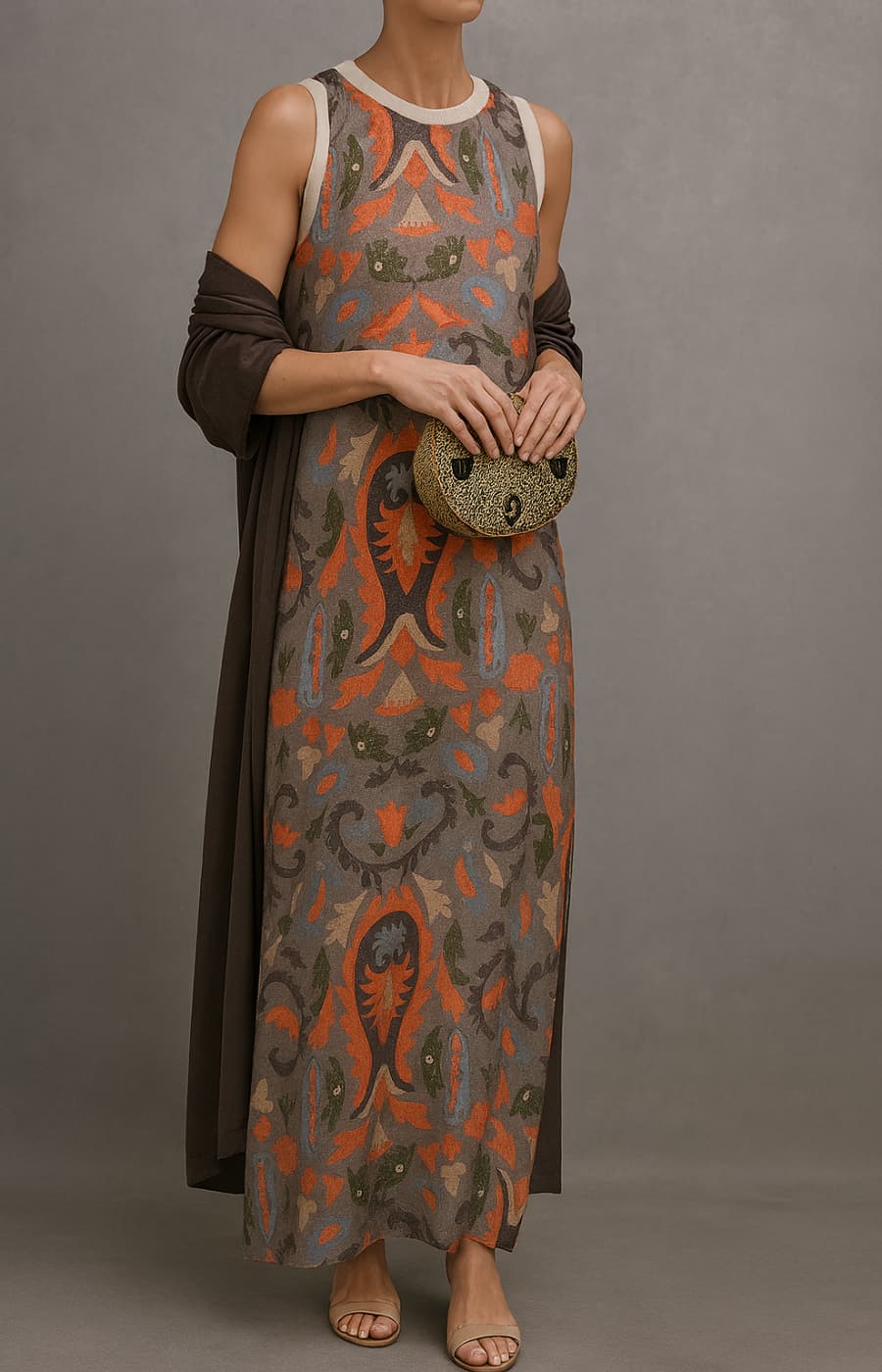 Folques – Vestido Estampado com Estola