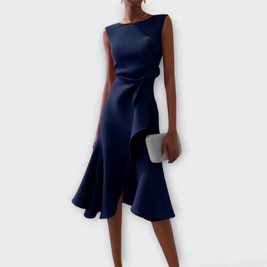 Selores – Vestido Midi Drapeado Assimétrico