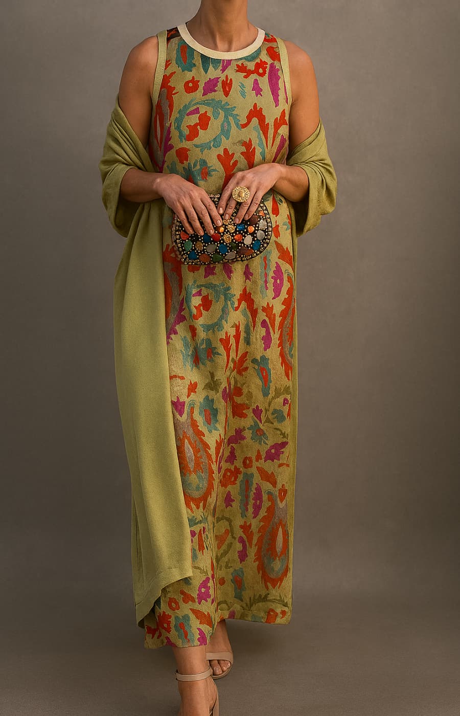 Folques – Vestido Estampado com Estola