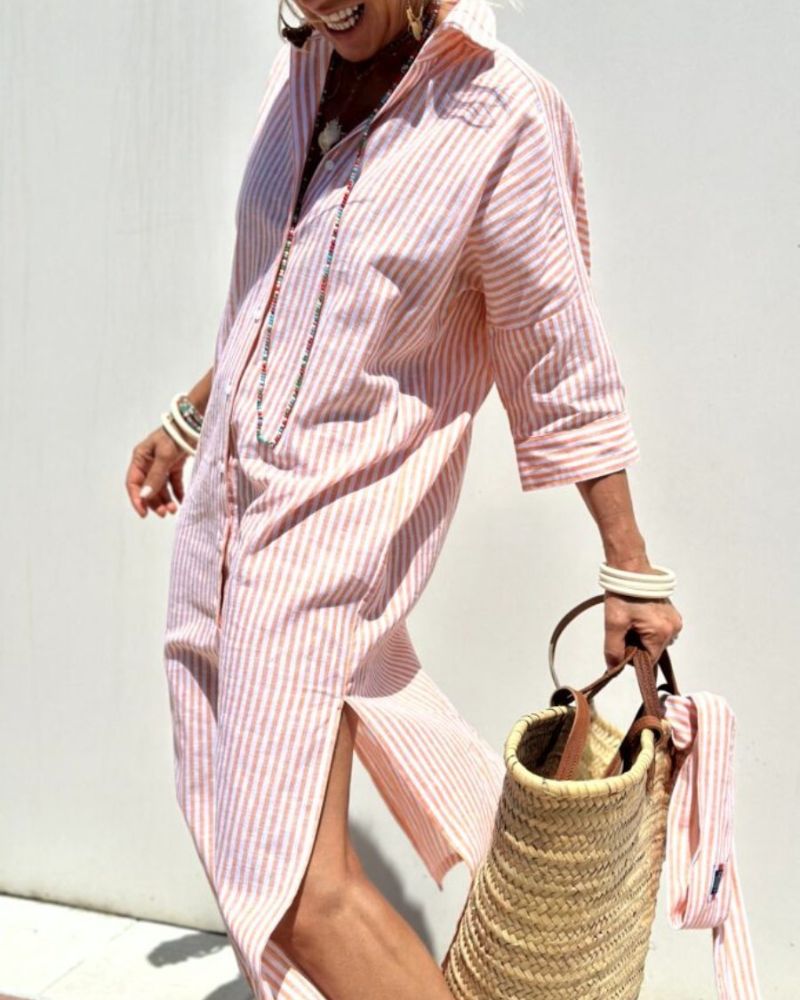 Estói – Vestido Camiseiro às Riscas