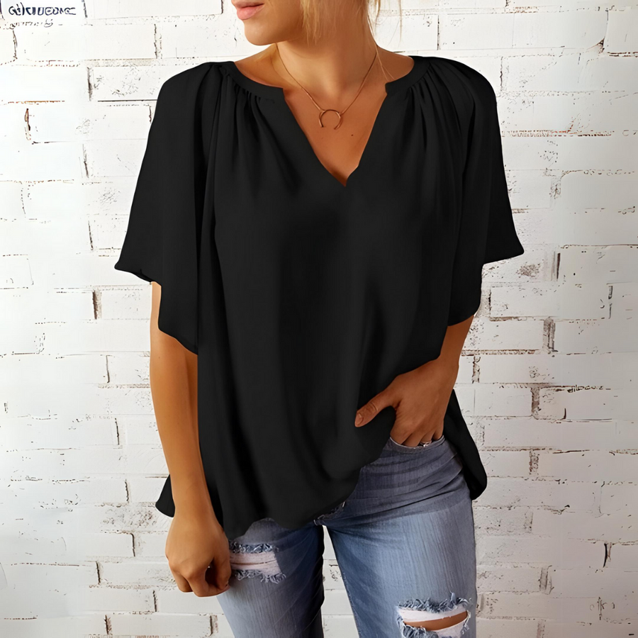 Lajeosa – Blusa de Chiffon com Decote em V