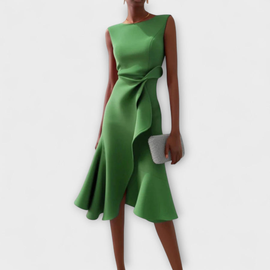 Selores – Vestido Midi Drapeado Assimétrico