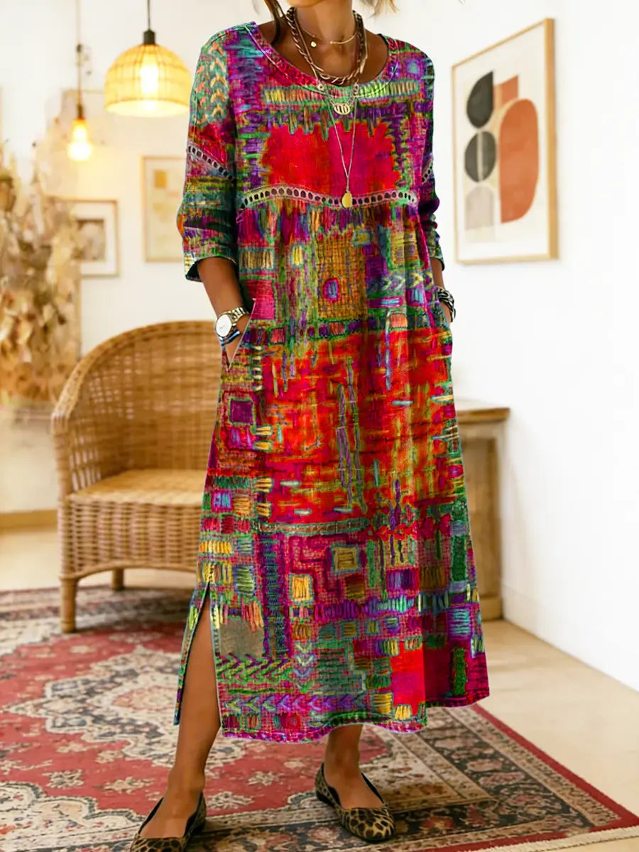 Boticas – Vestido de Ganga com Patchwork