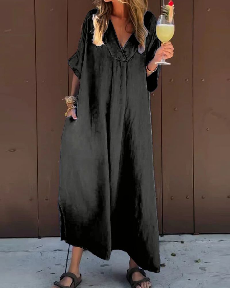 Vilarelhos – Vestido de Algodão com Decote em V