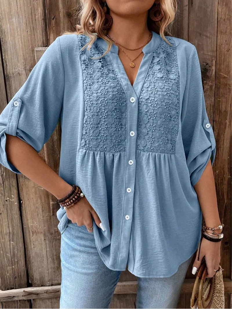 Vilar Seco – Blusa com Decote em V e Botões