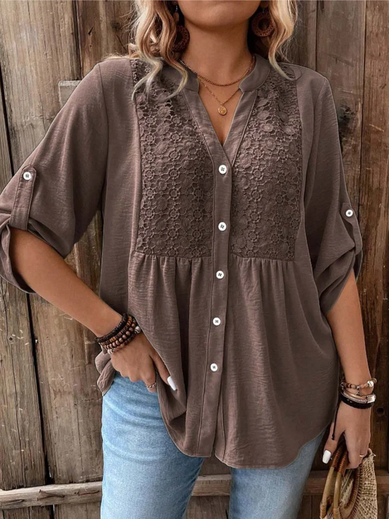Vilar Seco – Blusa com Decote em V e Botões