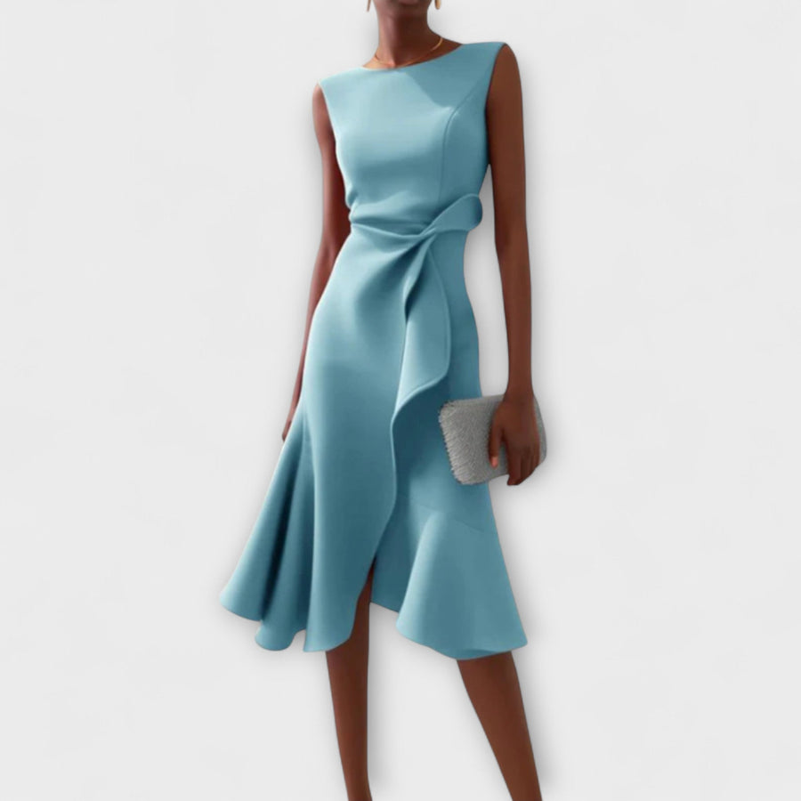 Selores – Vestido Midi Drapeado Assimétrico