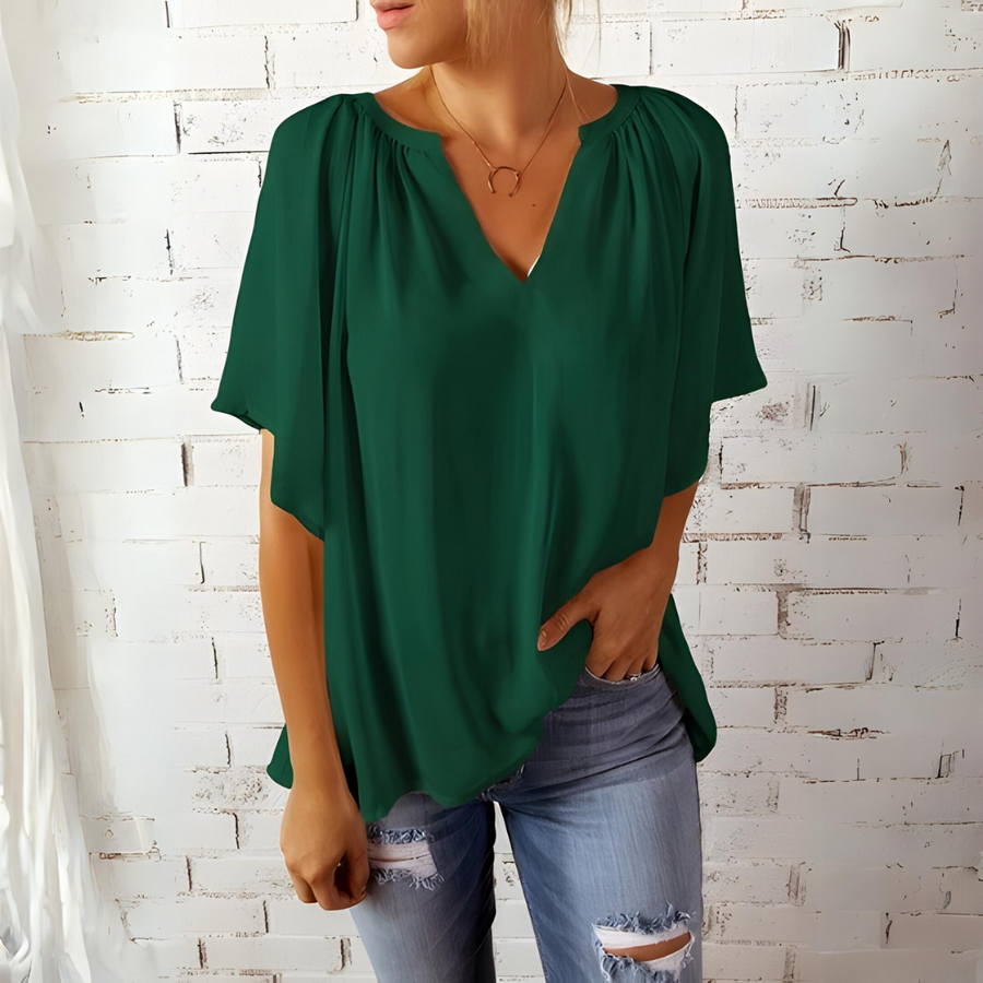 Lajeosa – Blusa de Chiffon com Decote em V