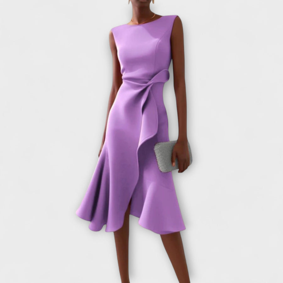 Selores – Vestido Midi Drapeado Assimétrico