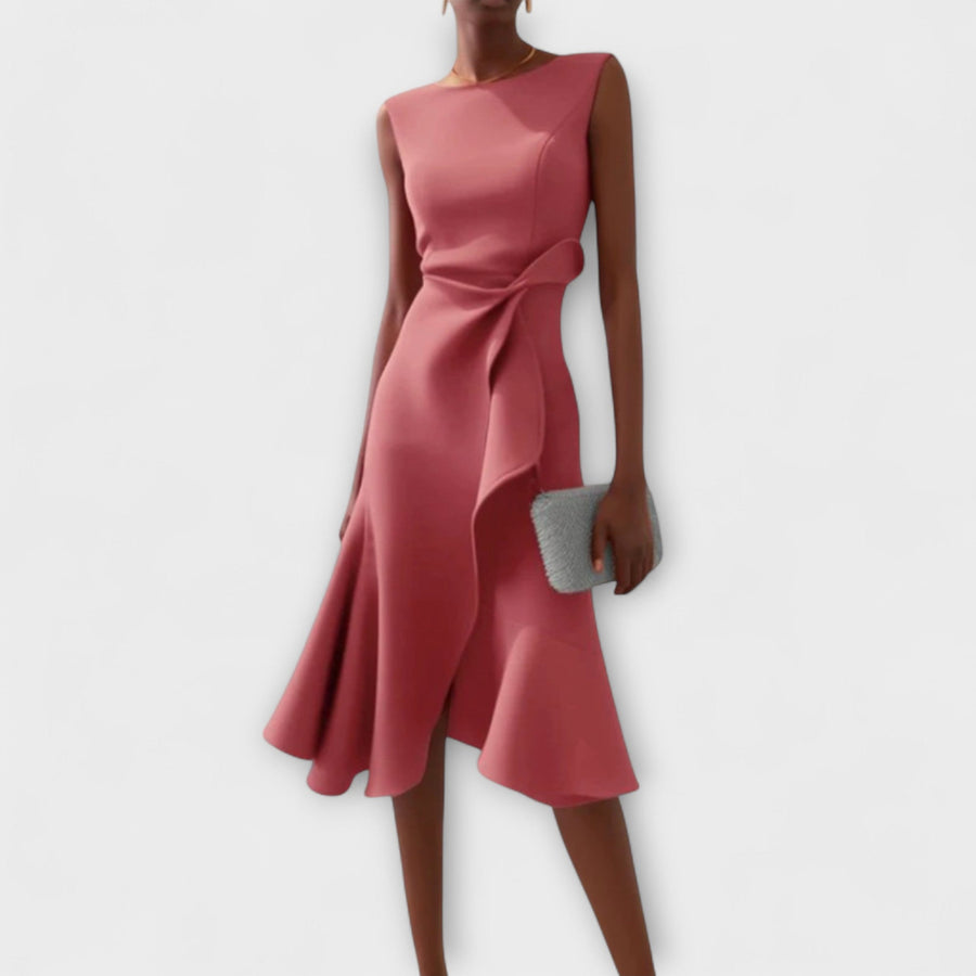 Selores – Vestido Midi Drapeado Assimétrico