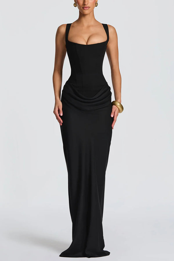 Gostão – Vestido Longo com Decote Quadrado