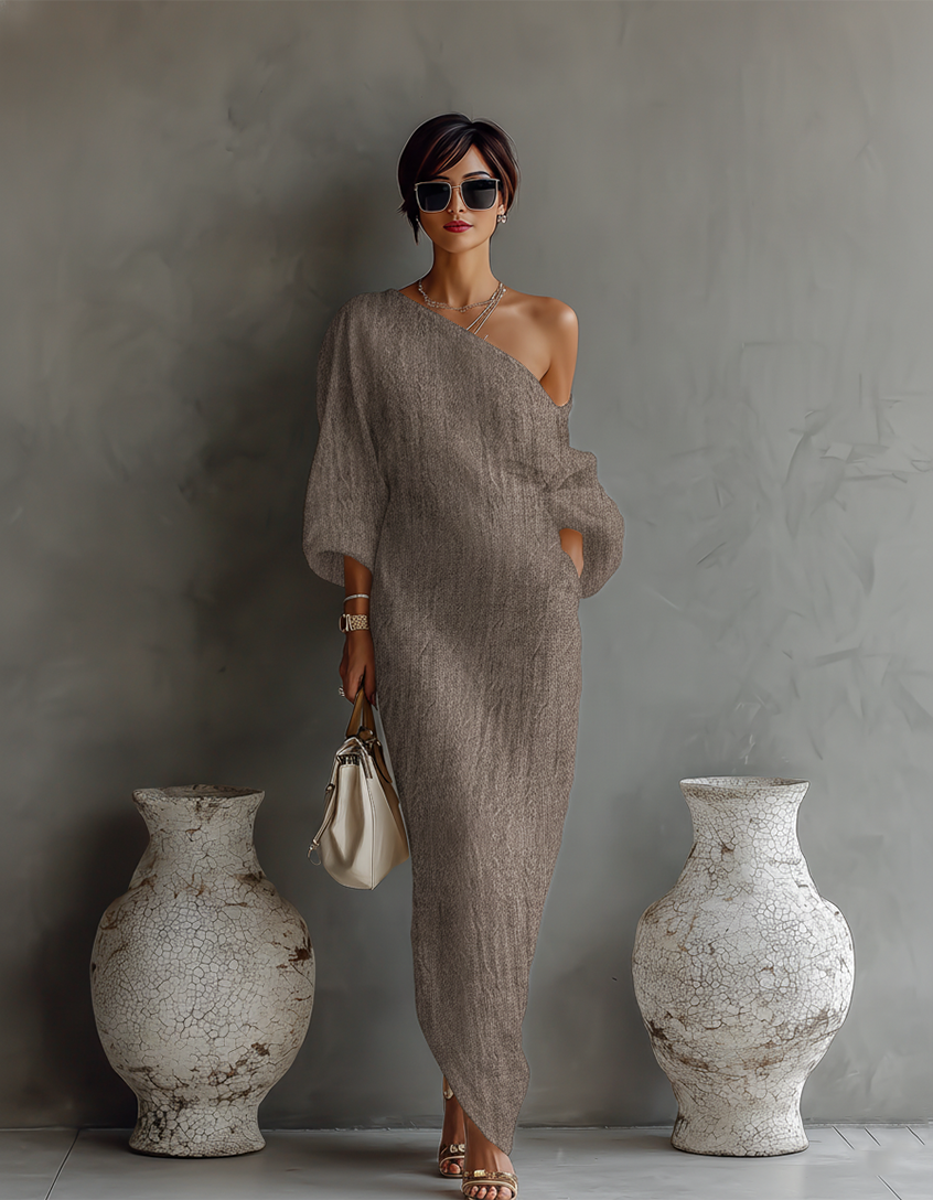 Bombarral – Vestido Maxi de Linho Marfim