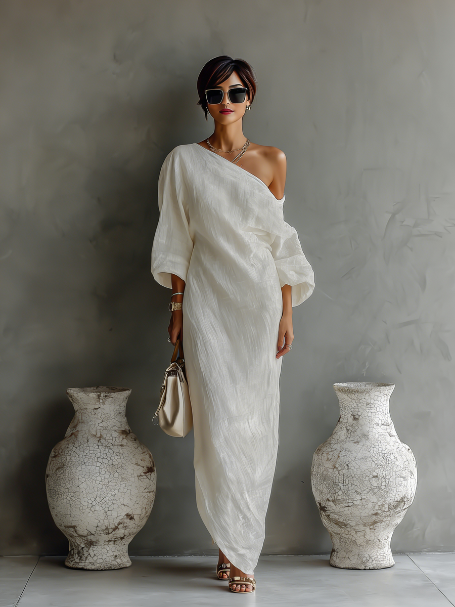 Bombarral – Vestido Maxi de Linho Marfim