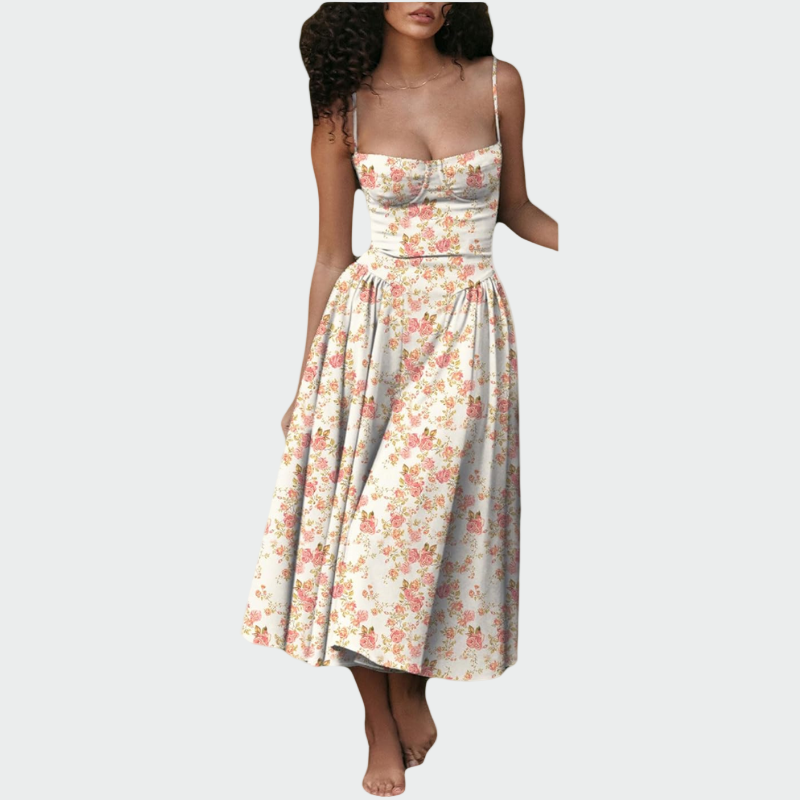 Sever do Vouga – Vestido Maxi de Cetim com Corpete