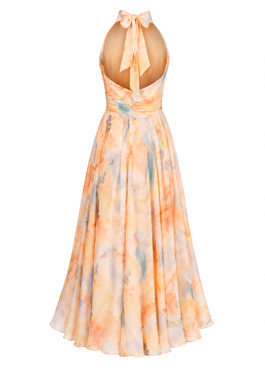 Foz d'Égua – Vestido Halter em Aguarela