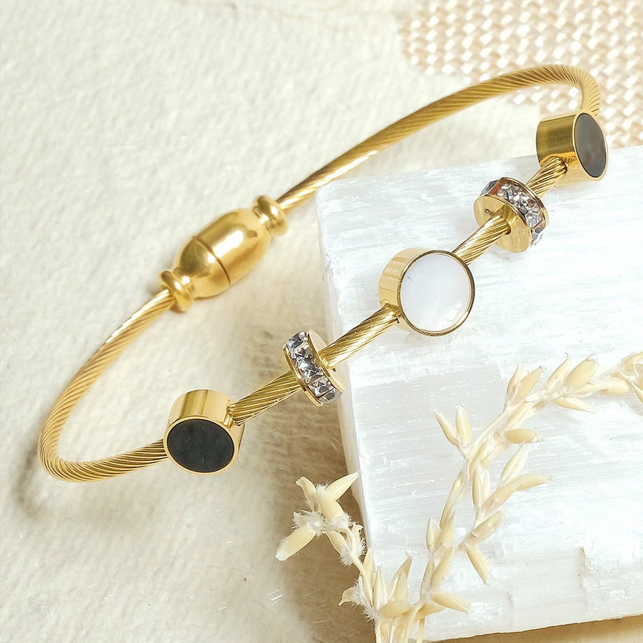 Flores – Pulseira Bangle Esmalte e Madrepérola