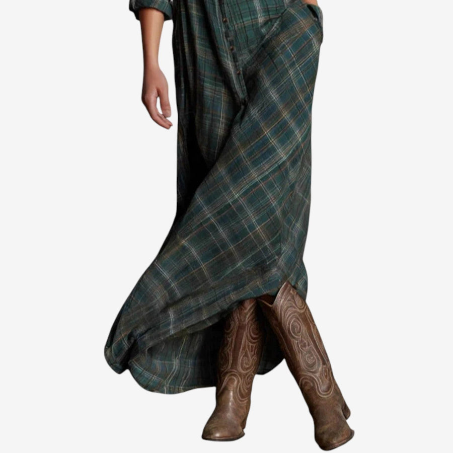 Picote – Vestido Camiseiro Longo de Xadrez