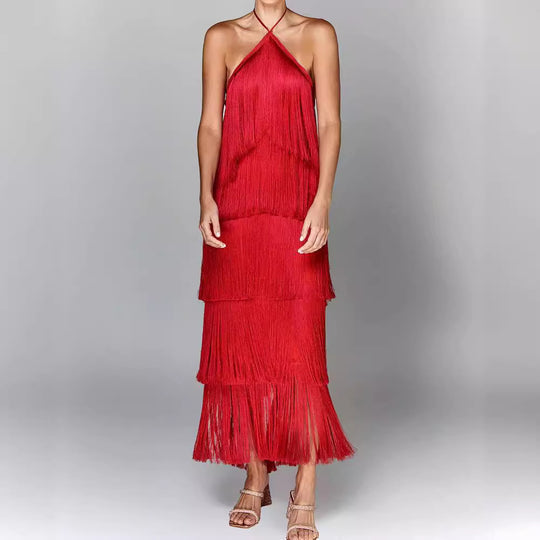 Brejão – Vestido com Borlas e Costas Abertas