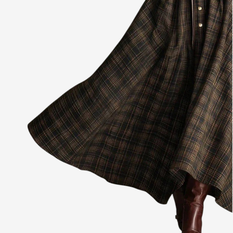 Pombares – Vestido Maxi Xadrez Vintage