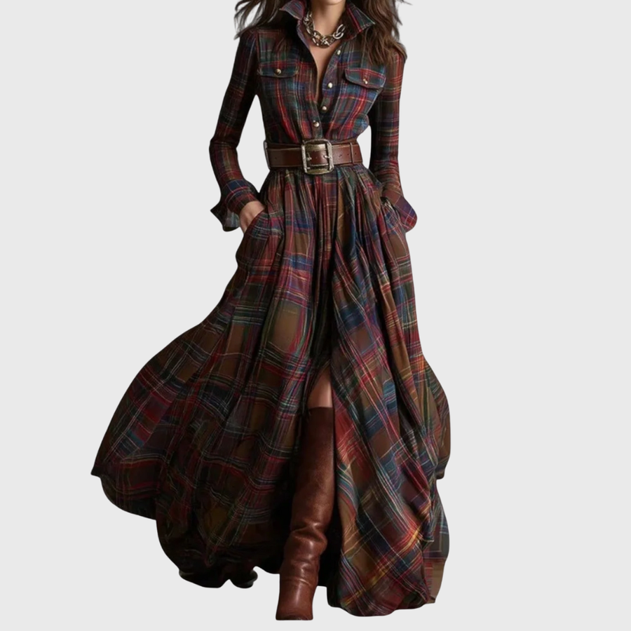 Rebordainhos – Vestido Longo de Xadrez