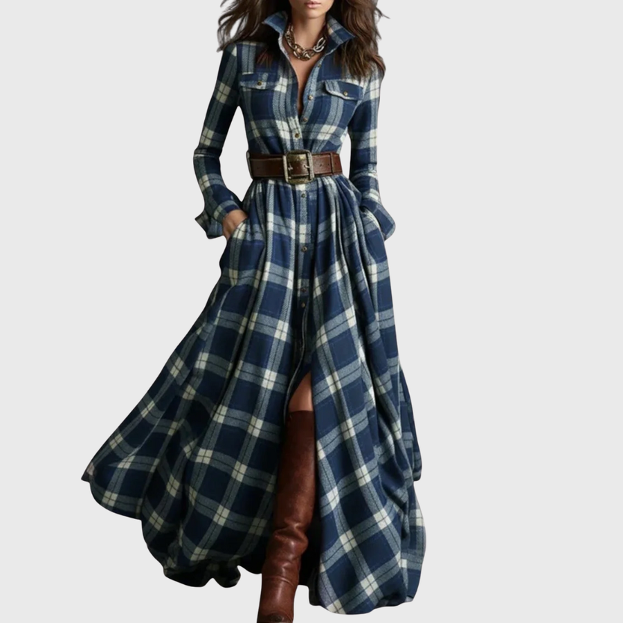 Rebordainhos – Vestido Longo de Xadrez