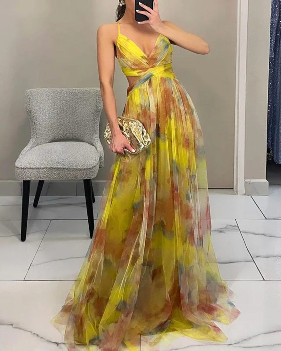 Mirandela – Vestido Longo Floral em Chiffon