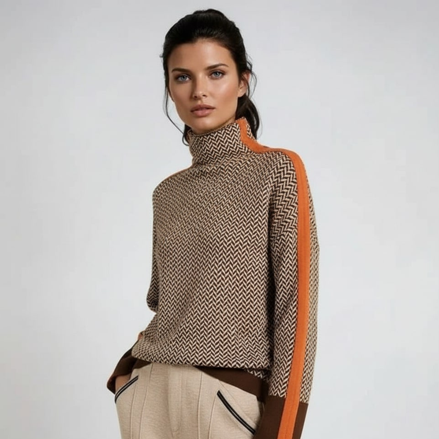 Mortágua – Camisola de Gola Alta às Riscas