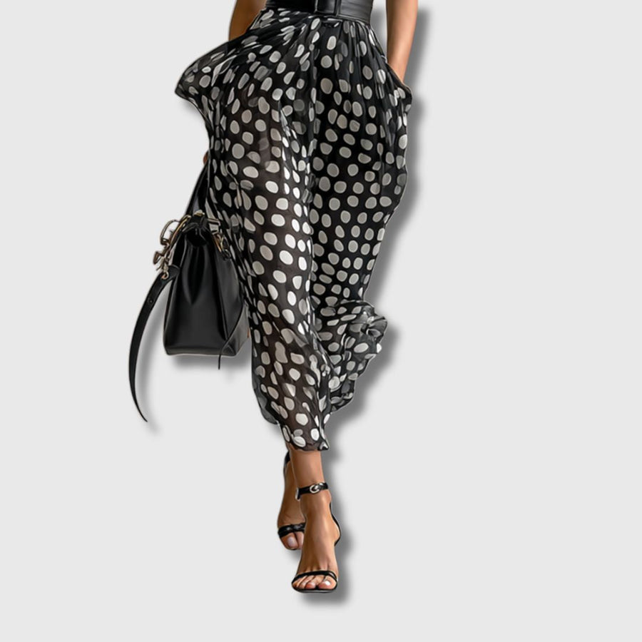 Beja – Vestido Maxi de Chiffon às Bolinhas