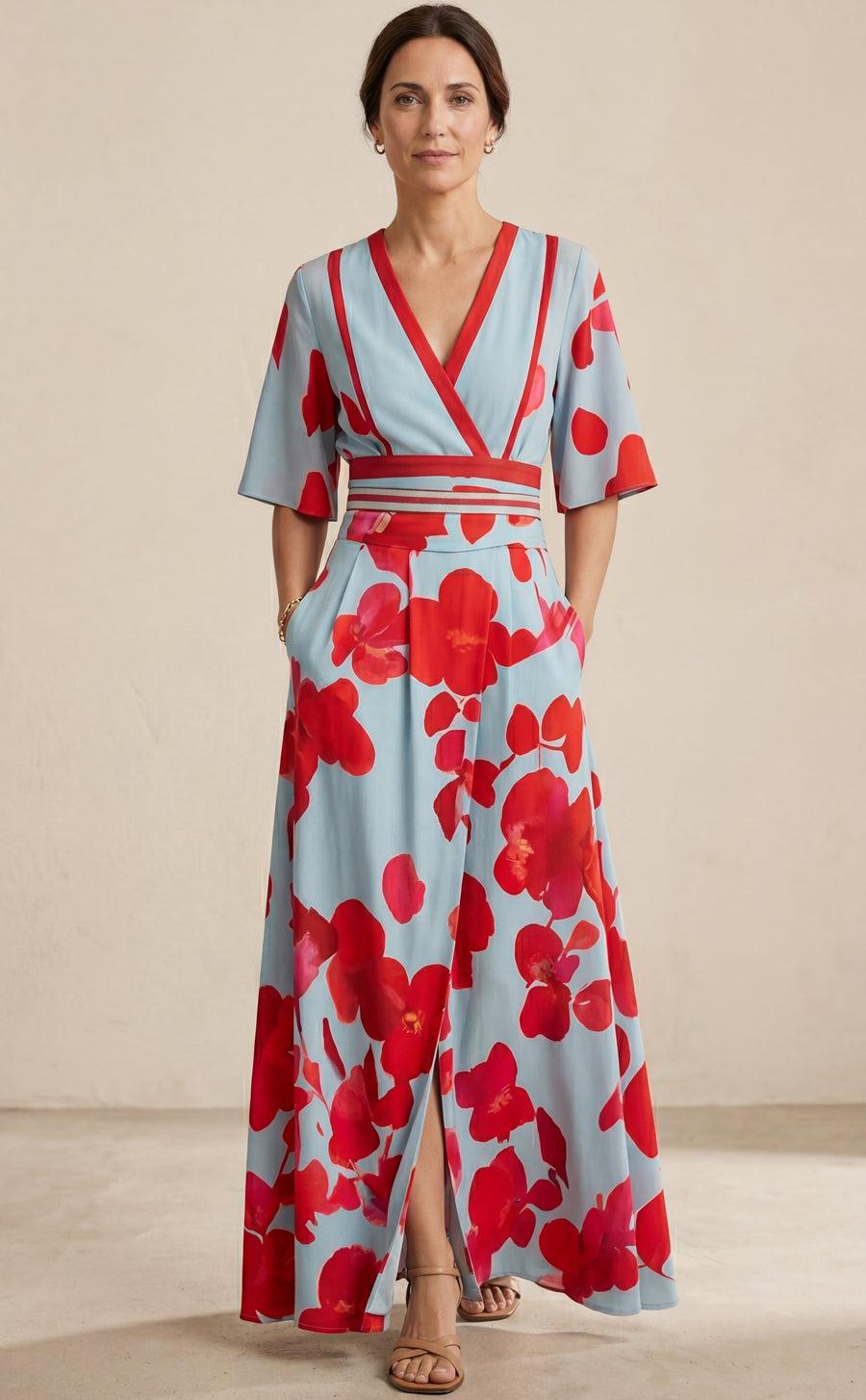 Amares – Vestido Longo com Decote Profundo