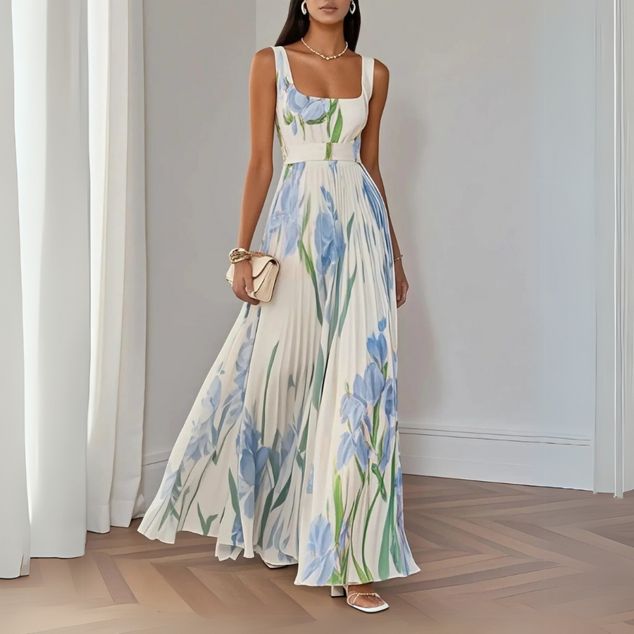 Chacim – Vestido Longo Plissado Floral