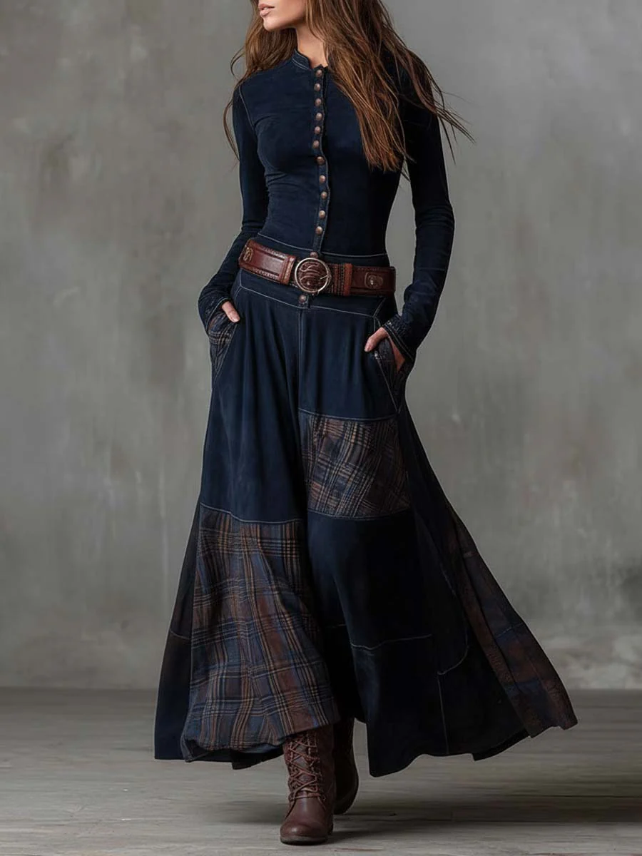 Numão – Vestido Longo de Camurça com Cinto