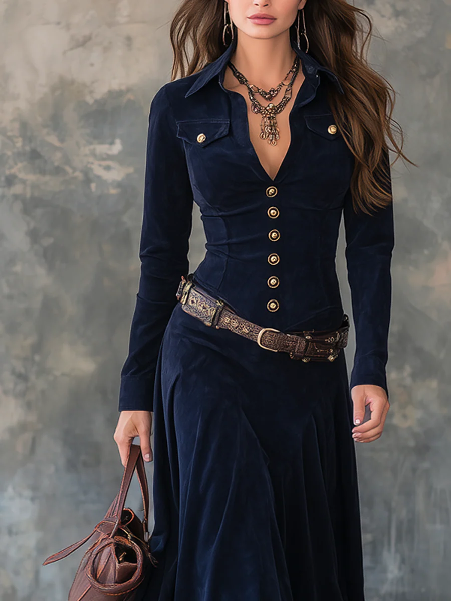 Cabanelas – Vestido Longo de Suedine com Fenda