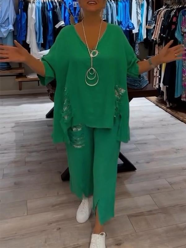 Lamas de Mouro – Conjunto de Blusa e Calças Largas
