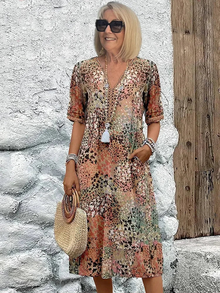 Apúlia – Vestido Midi com Decote em V