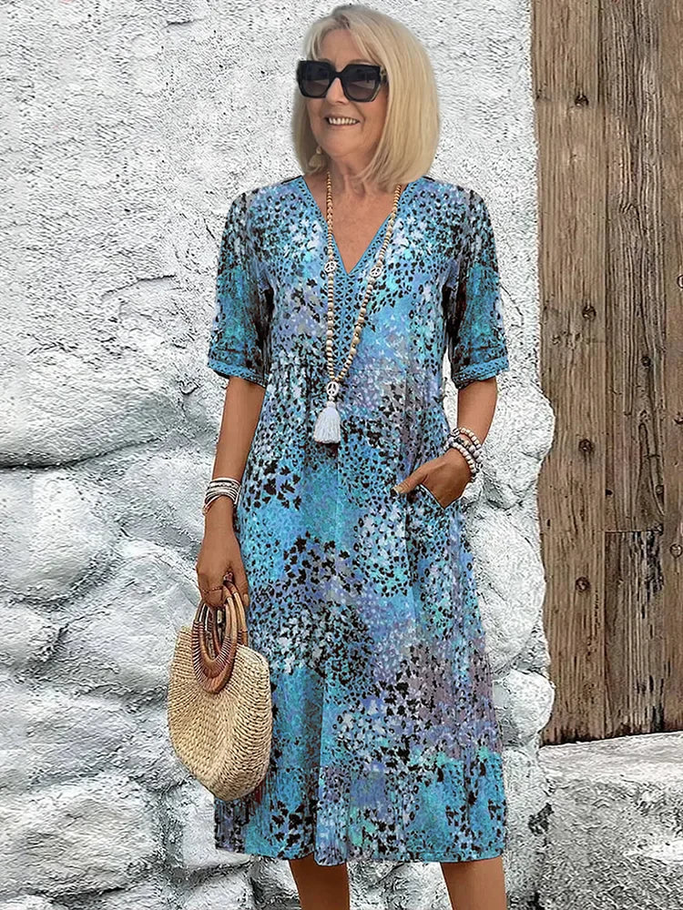 Apúlia – Vestido Midi com Decote em V