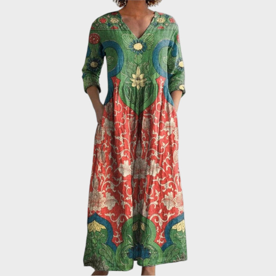 Cerveira – Vestido Maxi Étnico com Bolsos