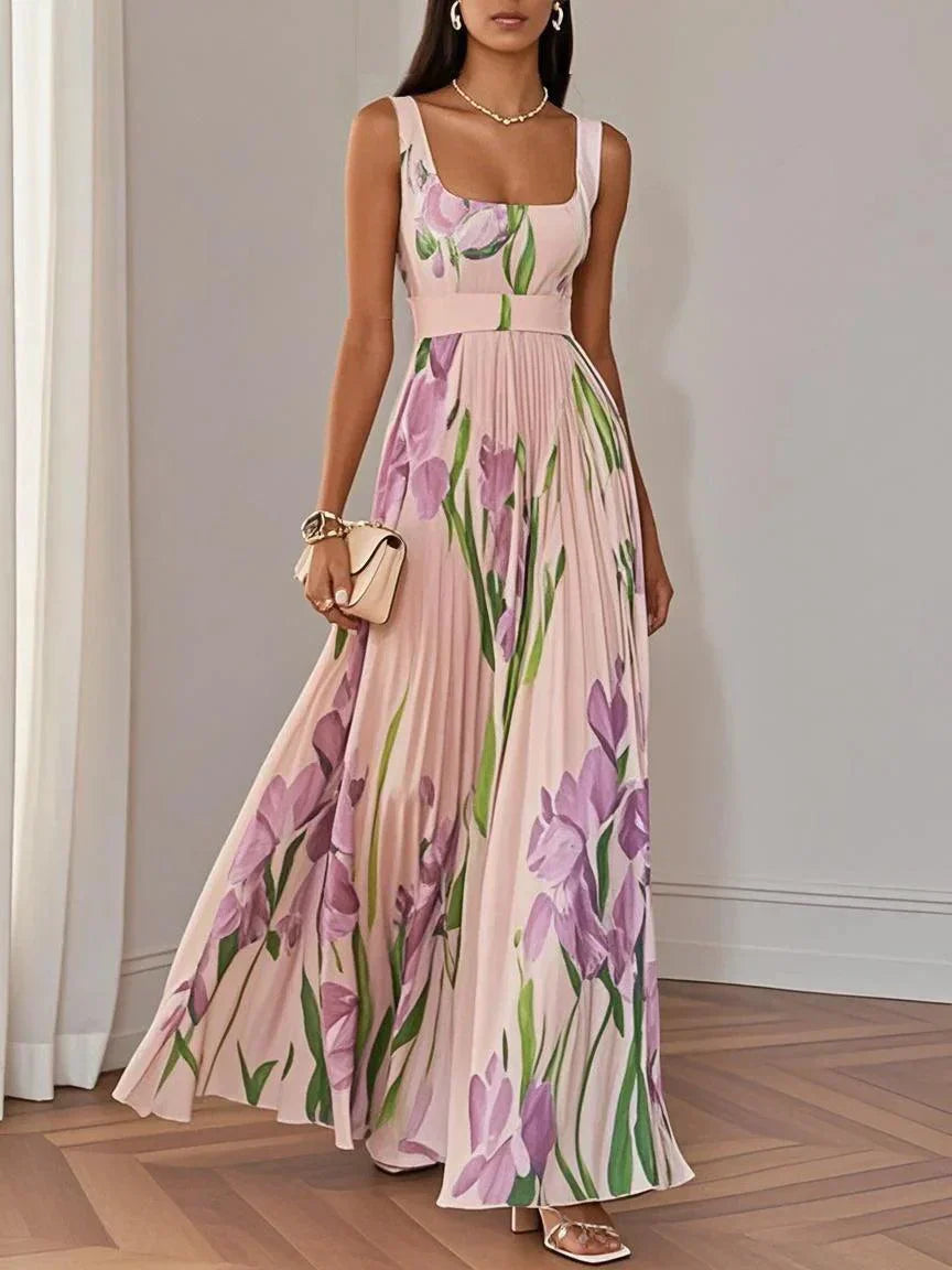 Chacim – Vestido Longo Plissado Floral