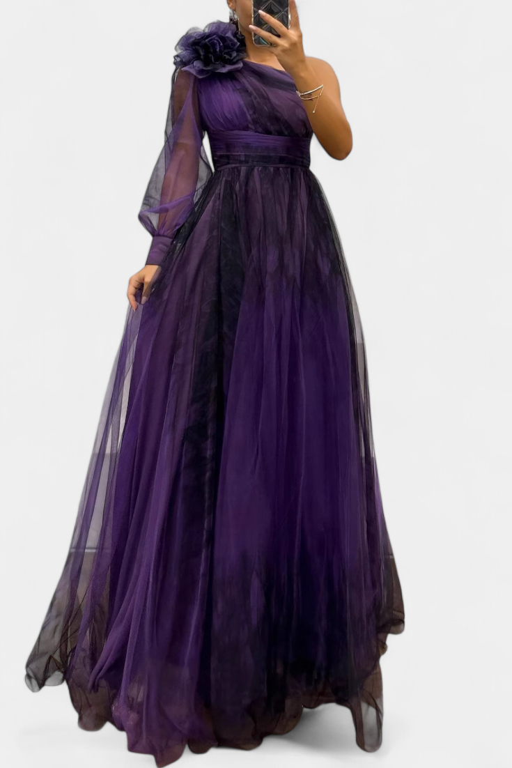 Armamar – Vestido Maxi de Chiffon com Flor