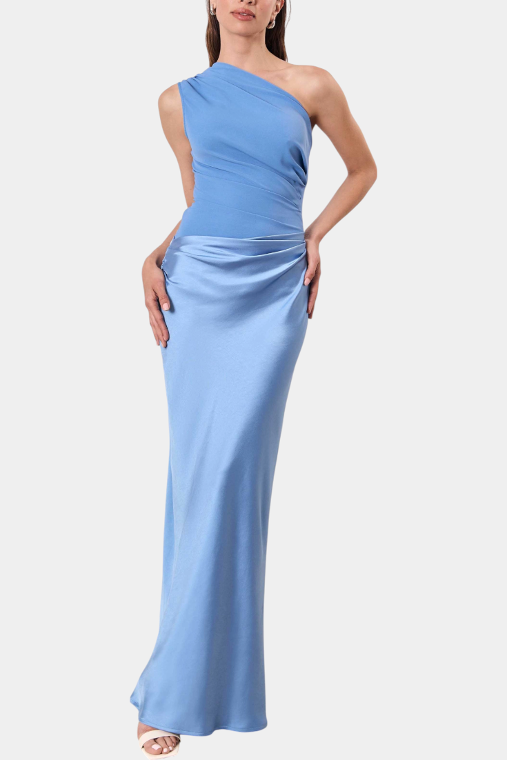 Foz Côa – Vestido Maxi Plissado de Um Ombro